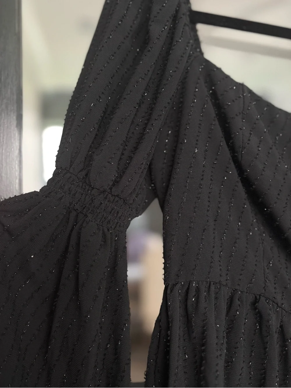 ASTR The Label Black Textured Peplum Puff Sleeve Square Neck Top Revolve - Small